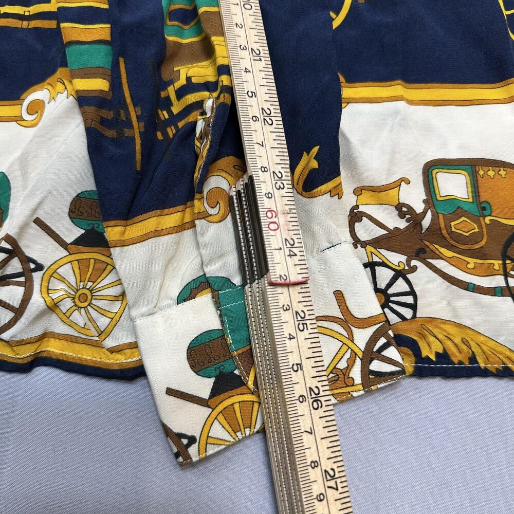 United Colors Of Benetton Shirt Womens Medium Equestrian Carriage Print Italy - Picture 12 of 16